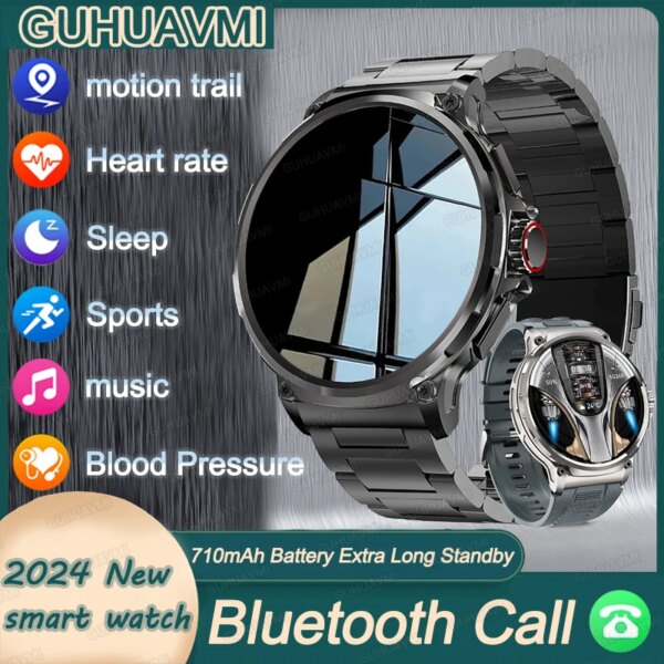 2024 New Men Smart Watch 710mA Large Battery Health Watch Tracking 1.85 Inches HD Screen Bluetooth Call Smart Watch For Huawei