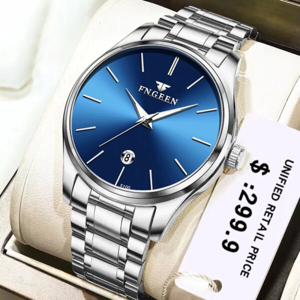 2024 New Men Watch For Man Waterproof Luminous Date Week Stainless Steel Luxury Watch Casual Quartz Men's Watches Male Clock+box