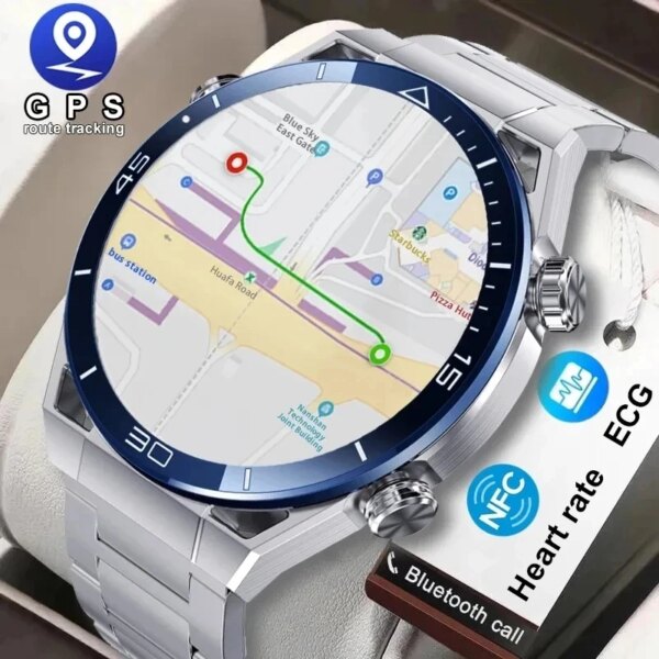 2024 New NFC Smart Watch Men Full Touch Screen Bluetooth Call GPS Track Compass IP68 Heart Rate ECG+PPG 1.5 inch Smart Watches