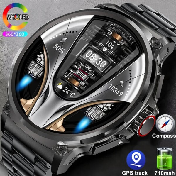 2024 New Outdoor Sports Fitness GPS Track Smartwatch HD Bluetooth Call 710 mah IP68 Waterproof Blood Pressure Blood Oxygen Watch