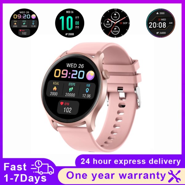 2024 New Round Women Smart Watch Full Touch Screen Sports Fitness Tracker IP67 Waterproof Women's Smartwatch Men For Android IOS