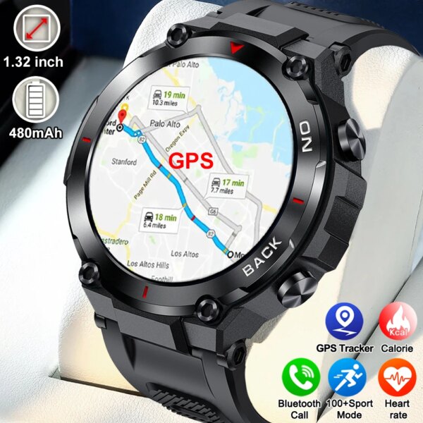 2024 New Rugged Military GPS Smart Watch Men For iOS Android IP68 Waterproof Sport Watches AMOLED HD Screen  Fitness Smartwatch