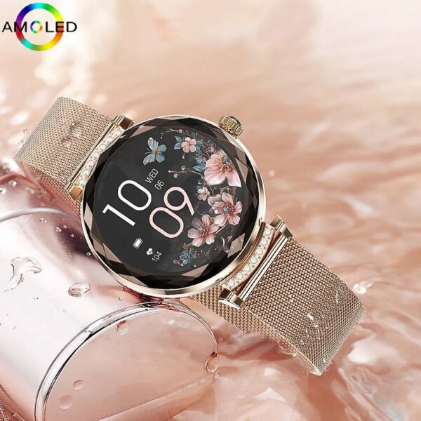 2024 New Women's Smartwatch 1.19inch 390*390 AMOLED HD Screen Bluetooth Call Health monitoring IP68 Waterproof Women Smartwatch