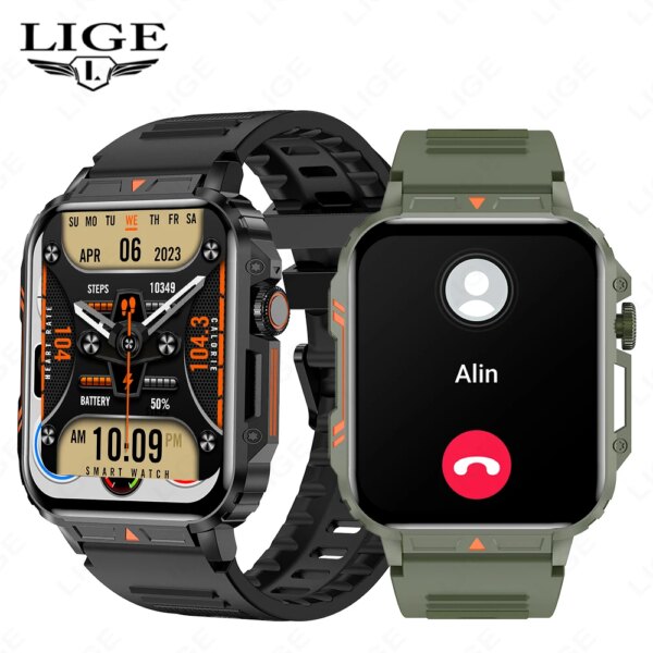 2024 New1.95 Outdoor Military Smart Watch Men Bluetooth Call Smartwatch For Android IOS IP68 Waterproof Sports Fitness Watches