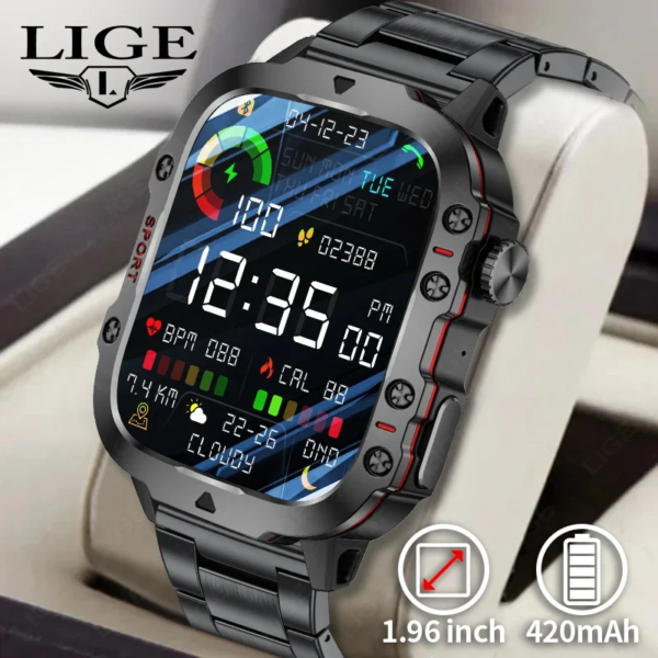 2024 Rugged Military Smart Watch Men Outdoor Watches lP68 Waterproof 2.01\