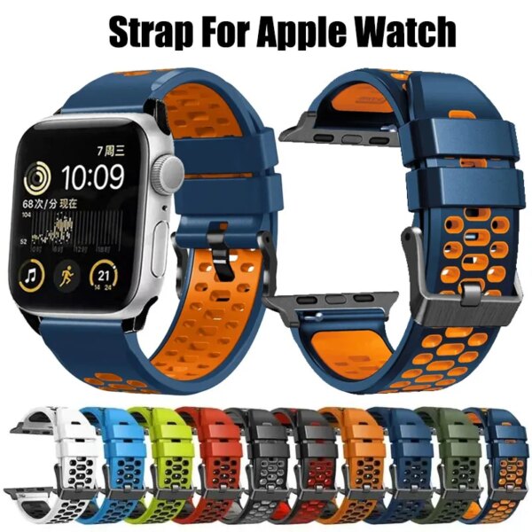 2024 Silicone Strap for Apple Watch Ultra 49mm Sports Band for IWatch Series 9 8 7 SE 6 45mm 44mm 42mm Bracelet Wristbands