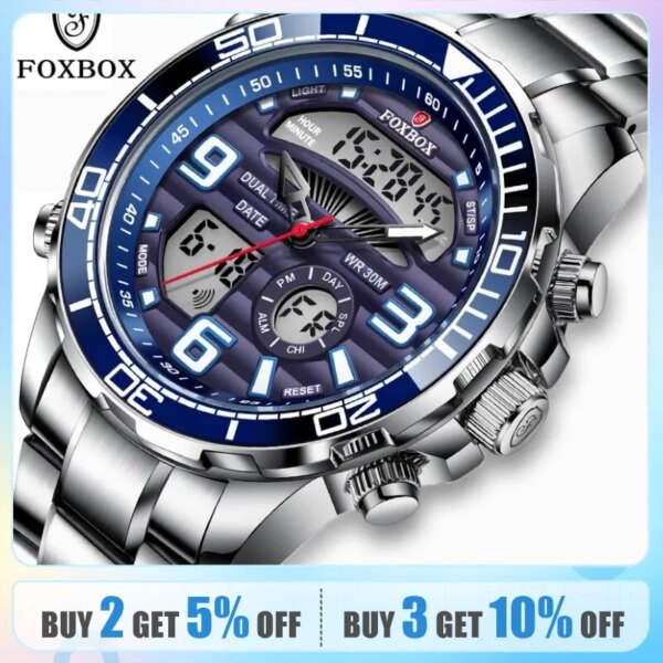 2024 Top Brand Luxury Digital Mens Watches Top Luxury Sport Quartz Wristwatch For Men All Steel Military Waterproof Clock+Box