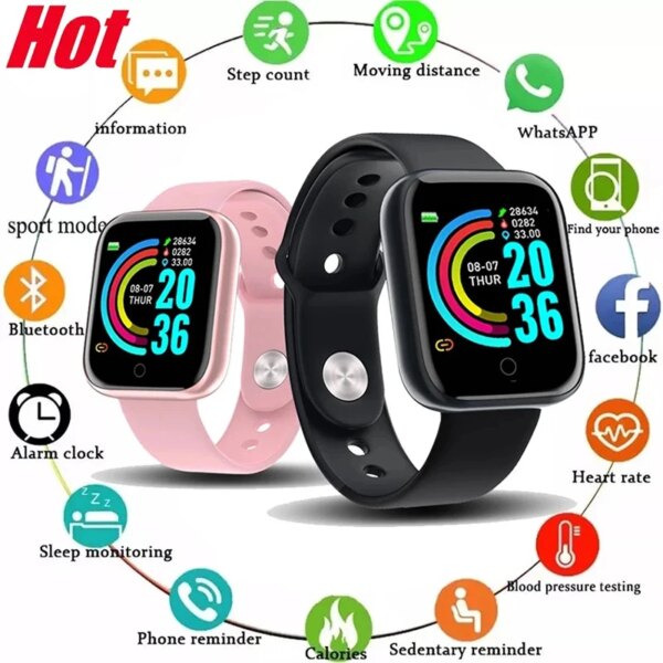 2024 Y68 Smart Watch Color Screen Step Counting Multi Sport Mode Message Reminder Photography Music Remote Control Smart Band