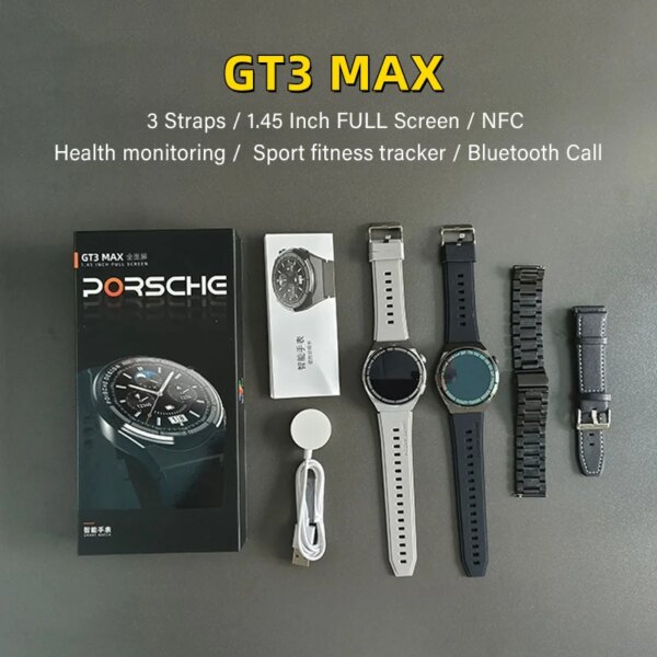 2024New GT3 MAX Smart Watch Men 3 straps NFC 1.45\