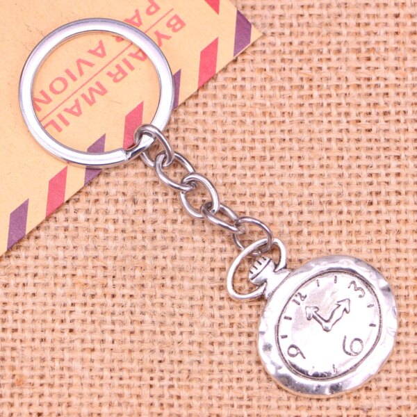 20pcs New Fashion Keychain 32*27 Mm Pocket Watch Pendants DIY Men Jewelry Car Key Chain Ring Holder Souvenir For Gift