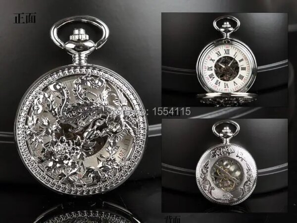 20pcs/lot  DHL Free Shipping Silver  Phoenix   High Quality  Mechanical Pocket Watch Flip Roman Dial Pocket Watch