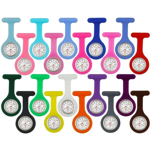 20pcs/lot New Soft silicone nurse doctor pocket watches fashion hospital medical brooch pins pandant gift watches for women mens