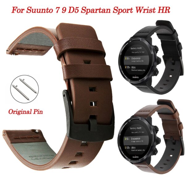 24mm Leather Correa Strap For Suunto 9 Baro Bracelet Suunto 7 9 Watchband Spartan Band Sport Wrist HR D5 Baro Smart Watch Belt