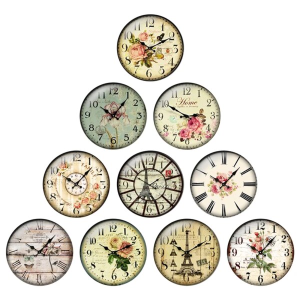 24pcs/lot Round Retro Clock Pocket Watch Pattern Glass Cabochon 10mm to 25mm DIY Jewelry Making Findings & Components H124-H138