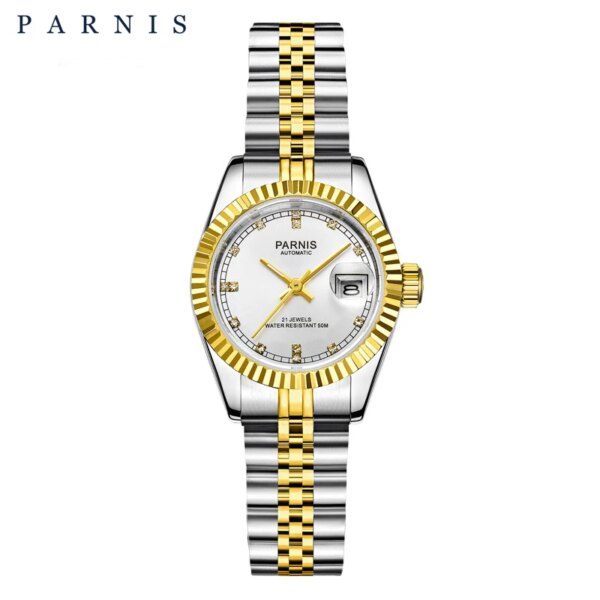 27mm Parnis Women's Watch Luxury Mechanical Ladies Watches Diamond Scale Stainless Steel Japan Movement Bracelet 2023 Box Gift