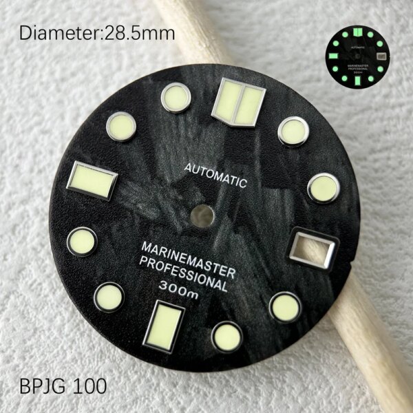 28.5mm Meteorite Forest Matte dial C3 green glow suitable for NH35 dial watch accessory S logo SKX007