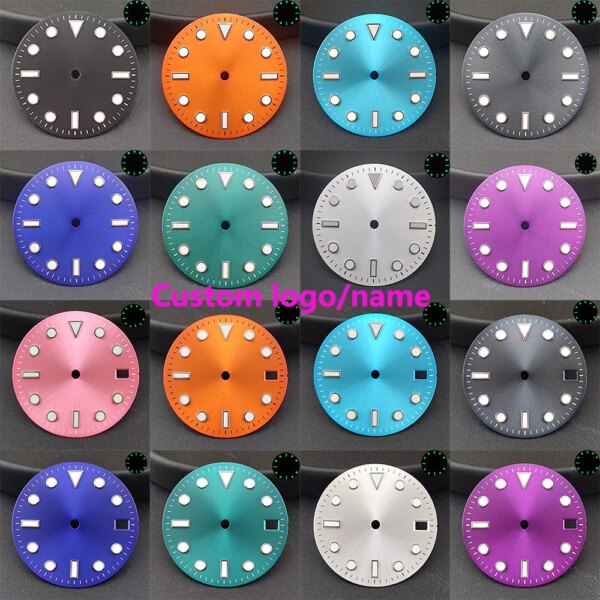 28.5mm NH35 Dial NH35 nh36 Watch Dial Face Insert Parts for Watch NH35 36 Movement Watch green Luminous Accessories