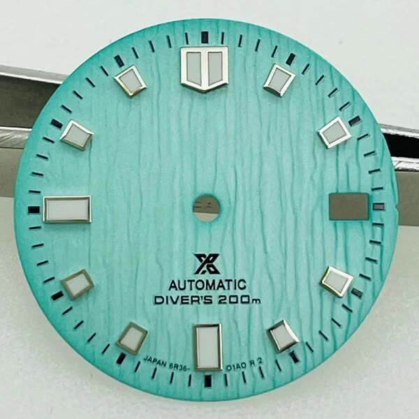 28.5mm New Prospex Lake Pattern C3 Strong Green Luminous NH35 Dial Watch Accessories Custom Watch S Dial