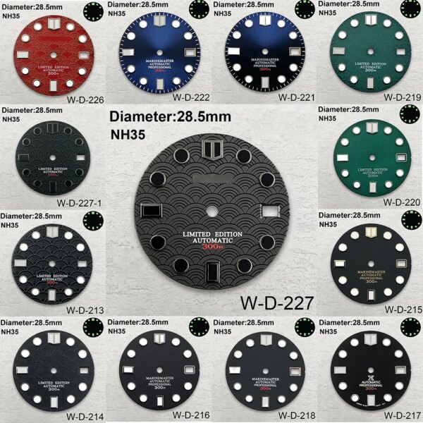 28.5mm S Logo Fish Scale Dial Fit NH35/NH36/4R Movement C3 Strong Green Luminous Watches Modification Accessories 3 /3.8 O'clock