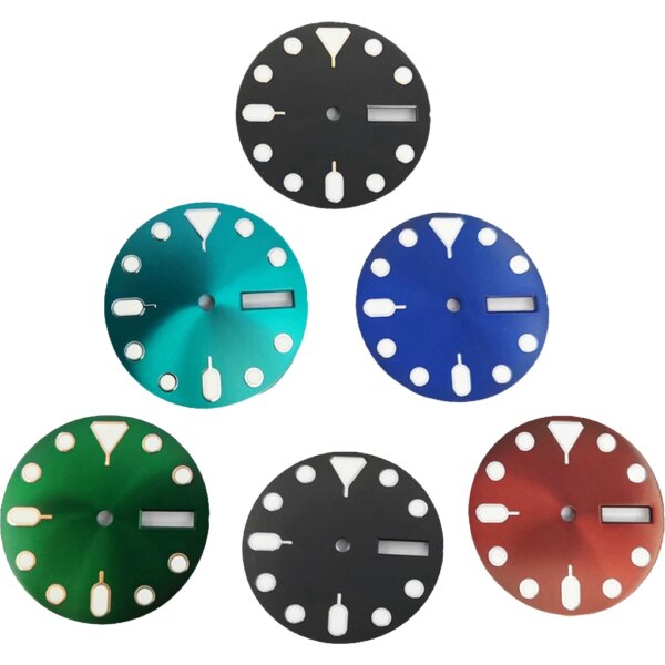 28.5mm Sterile Green Luminous Suitable for 3 o'clock 3.8 o'clock Watch Dial With Date Window Accessories For NH36 NH36A Movement