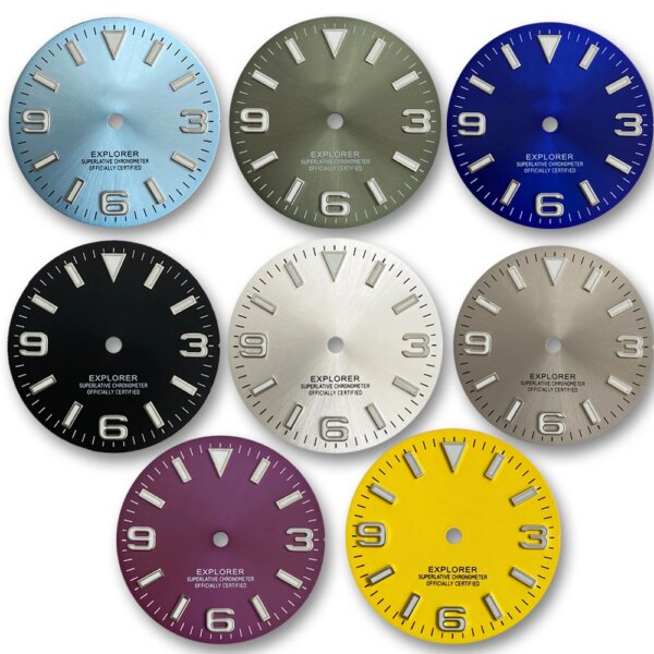 28.5mm Sun Pattern 369 Nails Explorer NH35 Dial Watch Accessories Custom Watch S Logo Dial