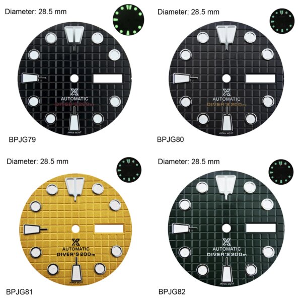 28.5mm dial Waffle cake dial Luminous dial suitable for NH36 movement watch accessories Customized watch（1）