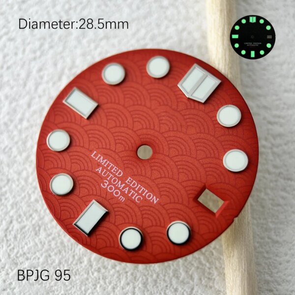 28.5mm fish scale texture C3 dial suitable for NH35/NH36 mechanical movement watch accessories S watch panel（1）