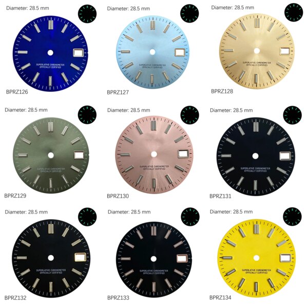 28.5mm Sun Stripe Nail Scale DATE-JUST NH35/4R Dial Watch Accessories Custom Watch S Dial