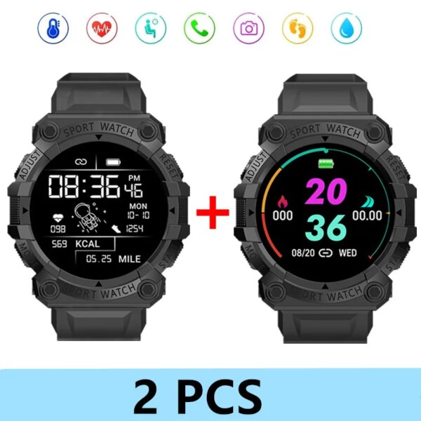 2PCS FD68S Smart Watch Men Women Bluetooth Smartwatch Touch Screen Smart Bracelet Fitness Bracelet Smartband for Android IOS