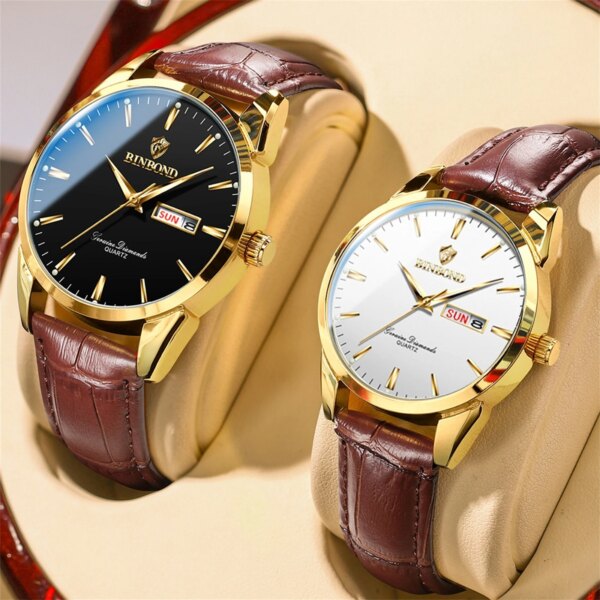 2Pcs/set Fashion Couple Set Watches Luxury Men Women Business Casual Leather Quartz Watch Simple Brown Wristwatch Reloj Mujer 22