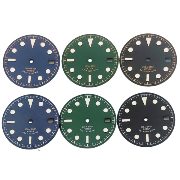 30.5mm Dial Blue Black Green Sterile Dial Green Luminous fit NH35 ETA 2824 2836 Miyota8215 821A DG2813 3804 Movement