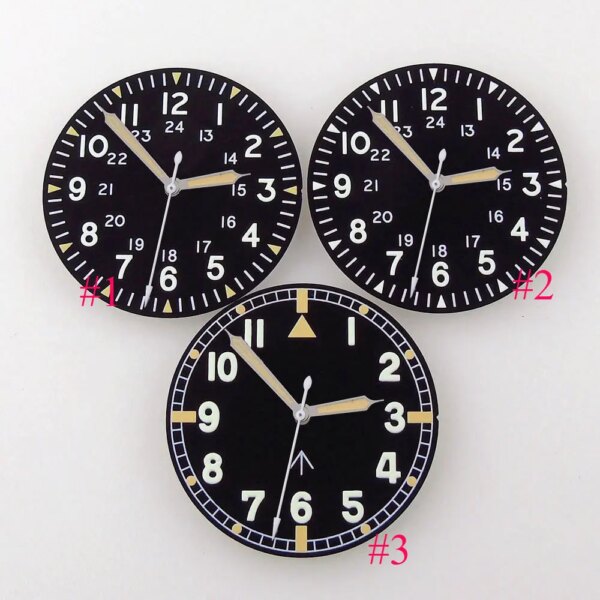 33.5mm Black Watch Dial Fit For NH34 NH36 NH35 Automatic Movement Arabic Numerals