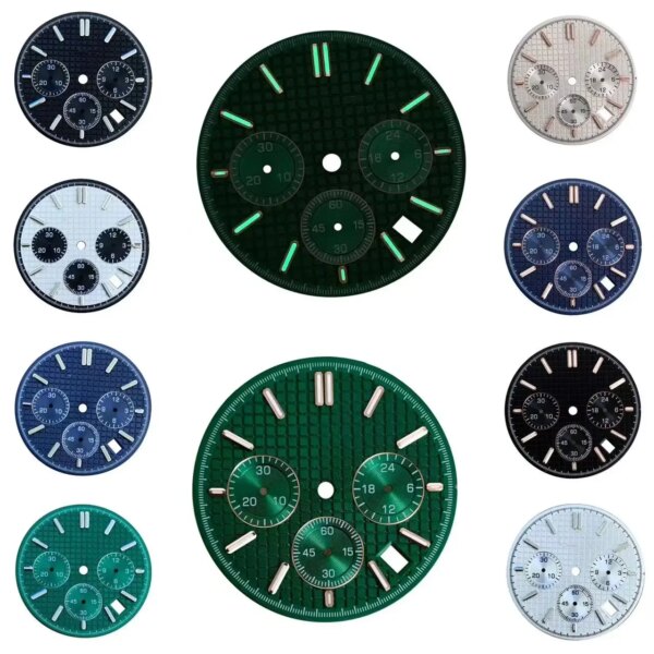 33.6mm Watch Dial Accessories Equipped With Green Luminescent Multifunctional Suitable For Vk63 Quartz Movement Watchs