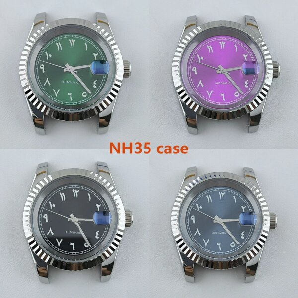 36/39mm NH35 Case Arabic S Dial Hands Sapphire Glass Men Watch Parts for Datejust Seiko NH36 Mechanical Movement Accessories