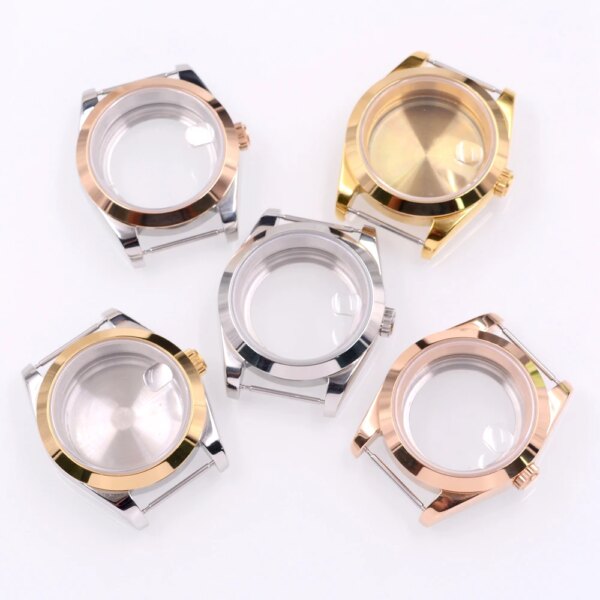 36MM/40MM Sapphire Glass Watch Case  Fit NH34 NH35 NH36 PT5000 ETA2824 2836 Miyota 8215 8205 Movement Silver/Rose Gold