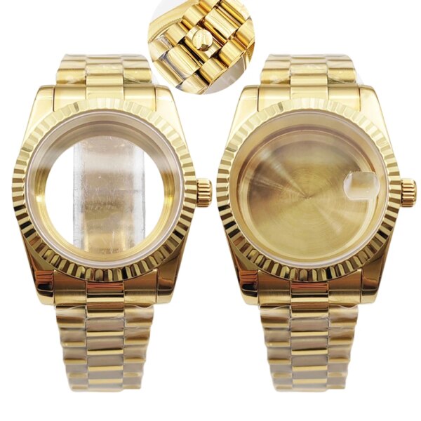 36mm 39mm Gold Watch Case With Strap Sapphire Glass For NH35 NH36 ETA2824 2836 Miyota8215 8205 821A PT5000 ST2130 Movement