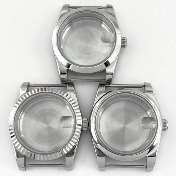 36mm/39mm Silver Sapphire Glass Polished/Brushed Watch Case Fit NH35 NH36 ETA2824 2836 PT5000 Miyota82 Series Movement