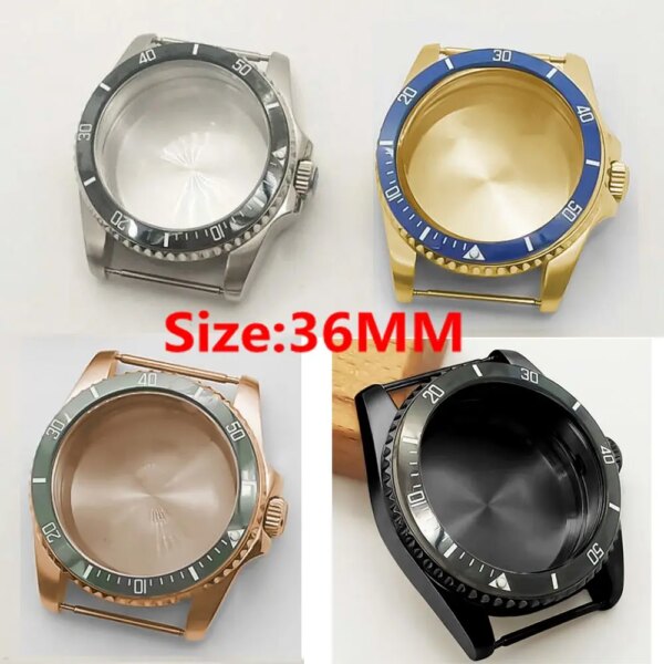 36mm nh35 case Sapphire Watch Case Fit NH35 NH36 ETA2836 Miyota 8215 8205 821A Movement 10Bars Ceramic Bezel Men watch parts