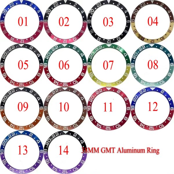 38mm*30.6mm Red/Blue/Purple/Green Aluminum Bezel Ring Sloping Watch Bezel Insert Fit For 40mm GMT Automatic Watch