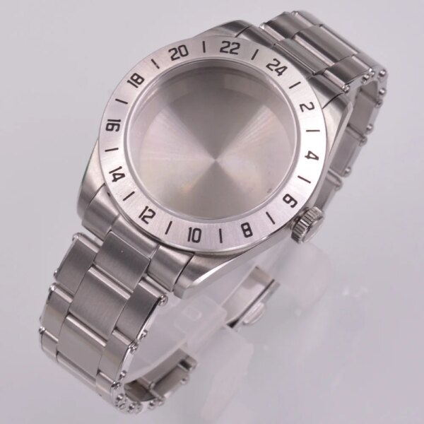 39mm Domed Sapphire Glass Silver Sterile Satch Case Fit NH35 NH36 NH34 Automatic Movement