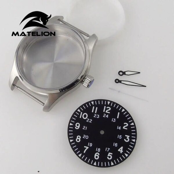 39mm Sapphire Watch Case For NH36 NH35 200M Waterproof Diving Case Screw In Crown Polished Bezel (case+dial+hand)