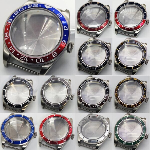 39mm Silver Watch Case Sterile Domed Sapphire Glass Solid Bottom Cover fit NH35 NH34 NH36 Movement