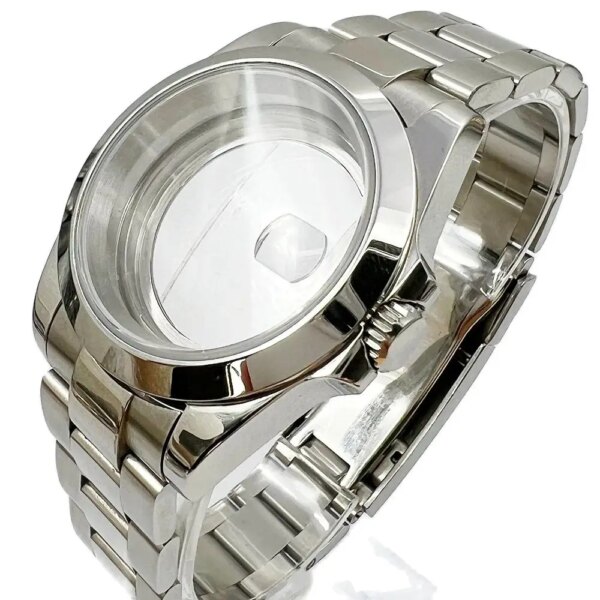 39mm Watch Case Silver Case Sapphire Glass fit NH35 NH36 ETA2824 PT5000 Seagull ST2130 Movement