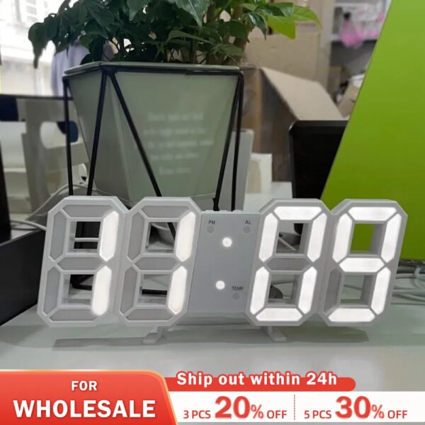 3D LED Digital Clock Luminous Fashion Wall Clock Multifunctional Creative USB Plug in Electronic Clock Home Decoration