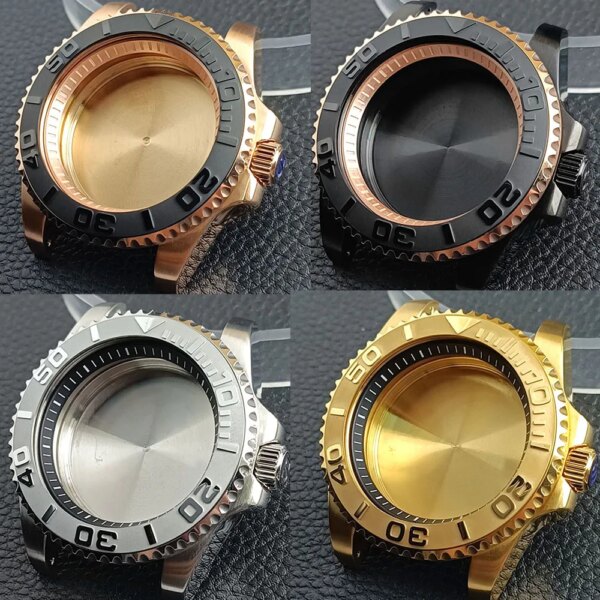 40.5mm Silvery/Black/Rose gold/Gold GMT Case Have Chapter Ring Stainless Steel Waterproof Fit NH34 NH35 NH36 Movement Watch Case