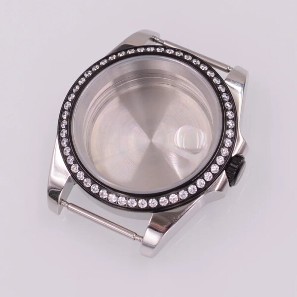 40MM Pig mouth Sapphire Glass Watch Case Fit NH34 NH35 NH36 PT5000 ETA2824 ST2130 Movement black