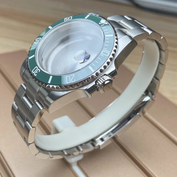 40mm Men Watch Case Stainless Steel Watchband Sapphire Glass Ceramic Bezel For nh34 nh35 nh36,38 Movement 28.5mm Dial Submariner