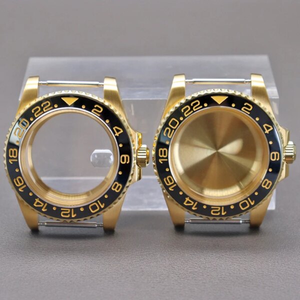 40mm Mens Watch Case Golden 28.5mm Dial 38mm Bezel Insert Accessories For NH34 NH35 NH36 NH38 Miyota 8215 ETA 2824 Movement