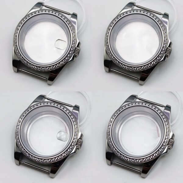 40mm NH35 Watch Case Diamond Crystal Stainless steel Silver Case Sapphire Glass Fit NH34 NH35 ETA2824 PT5000 Movement