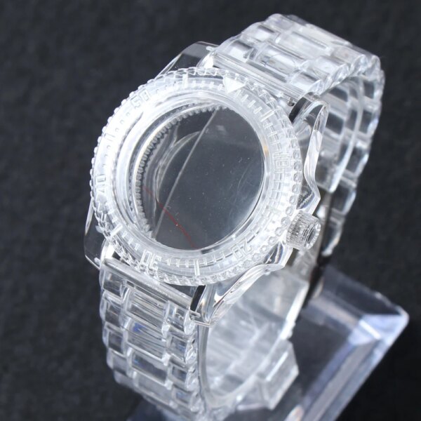 40mm NH35 Watch Transparent Acrylic Case For Seiko Submariner NH35A Movement Fit 28.5mm NH35 Dial Watch Case Strap Accessories